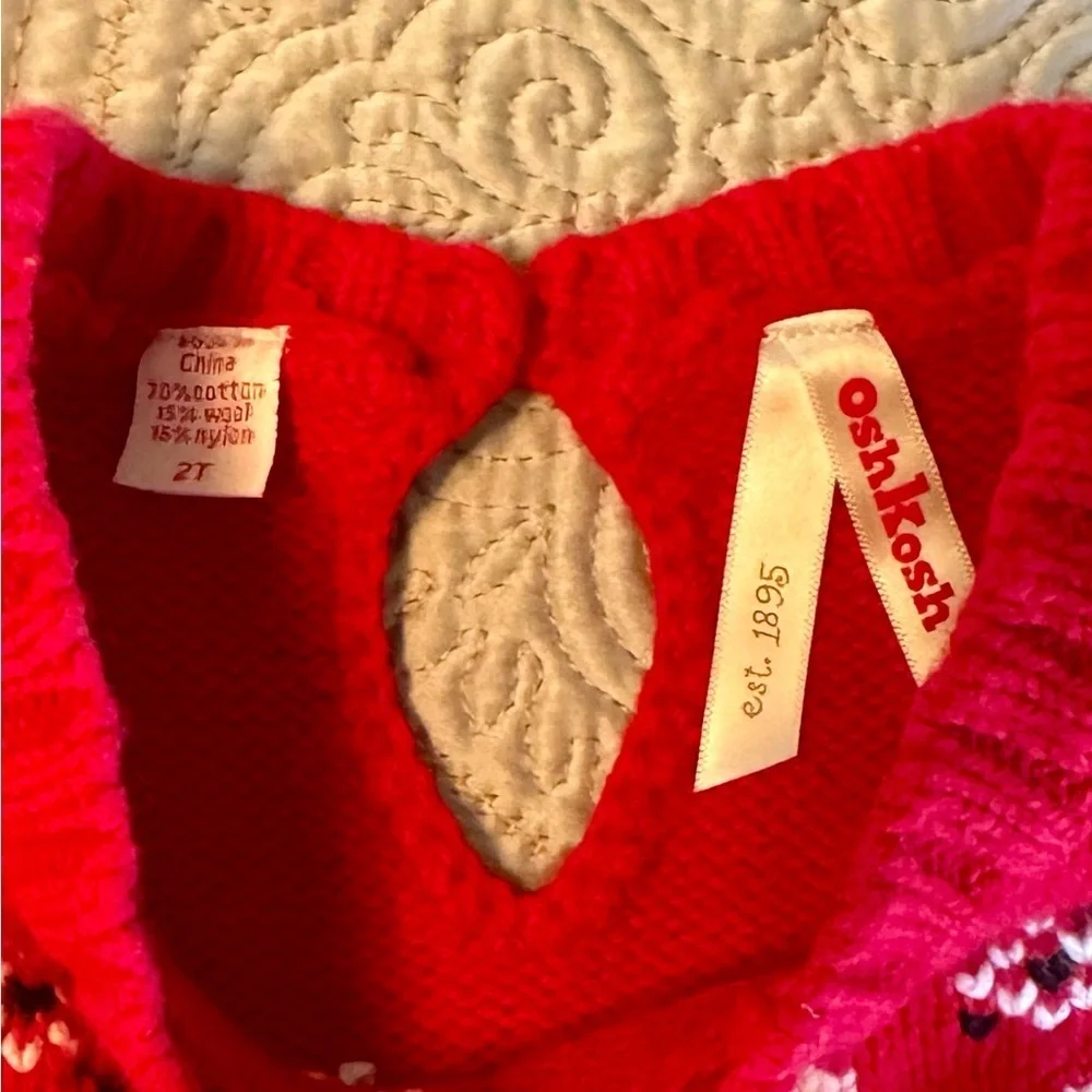 🎅 Oshkosh Holiday plaid skirt and red sweater size 2T